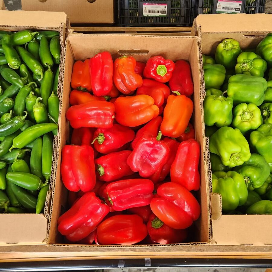 Fresh produce on shelves