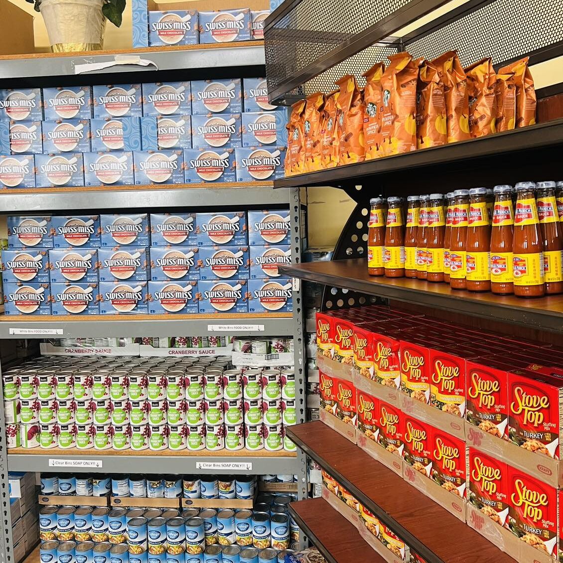 Food items on shelves