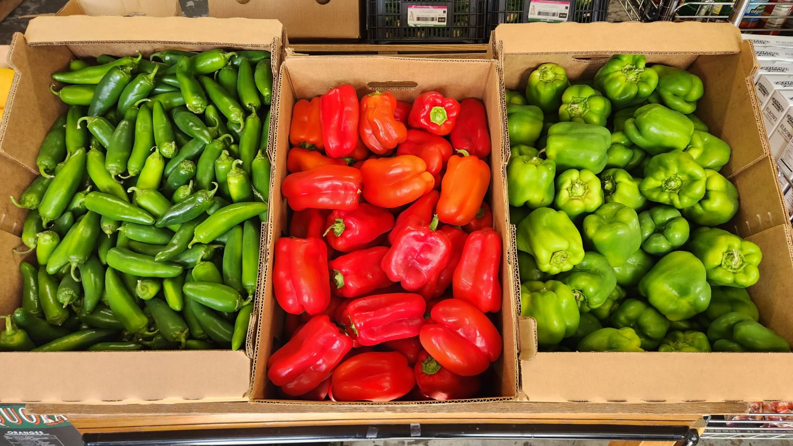Fresh produce boxes at Bremerton Foodline